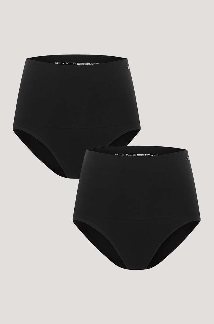 Women's High Waist Knicker | Black and Black 2pk