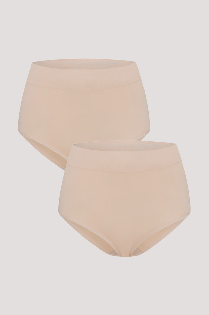 Women's High Waist, Full Coverage Underwear | 2 Pack | Bella Bodies Australia | Sand and Sand | Front