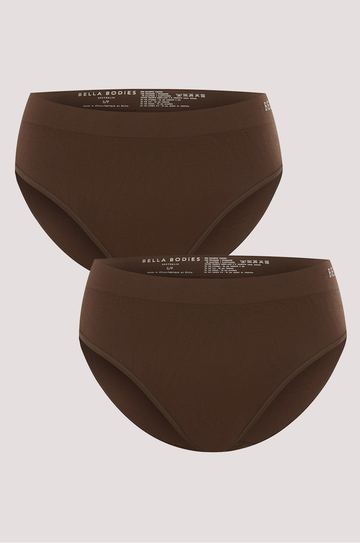 Bella Bodies Bamboo Bikini Brief ESPRESSO+ESPRESSO 572 Front 2PK