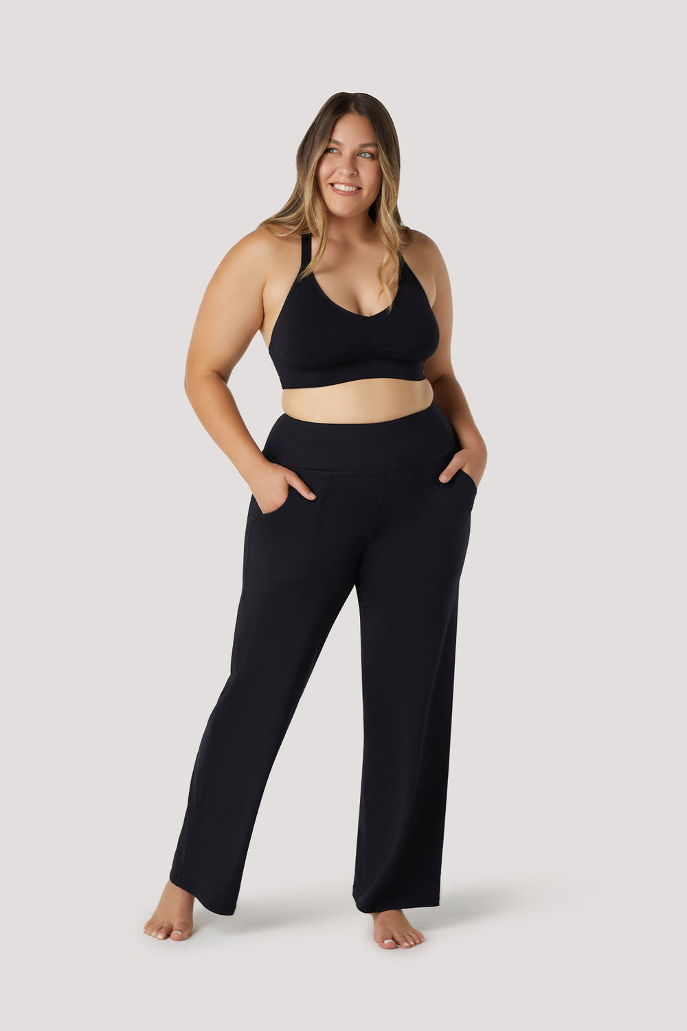 Women's Wide Leg Stretch Pants | Bella Bodies Australia | Black
