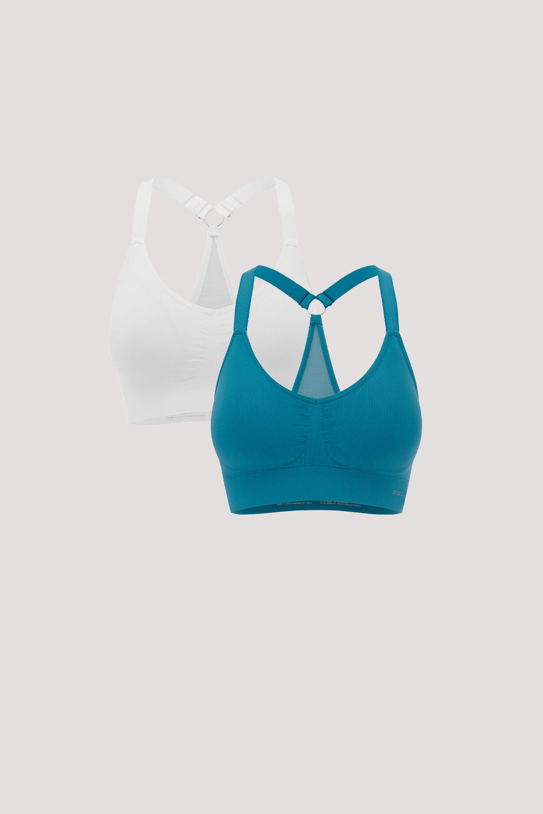 Wirefree Racerback Bra | Double pack | Bella Bodies Australia | White and Blue Teal