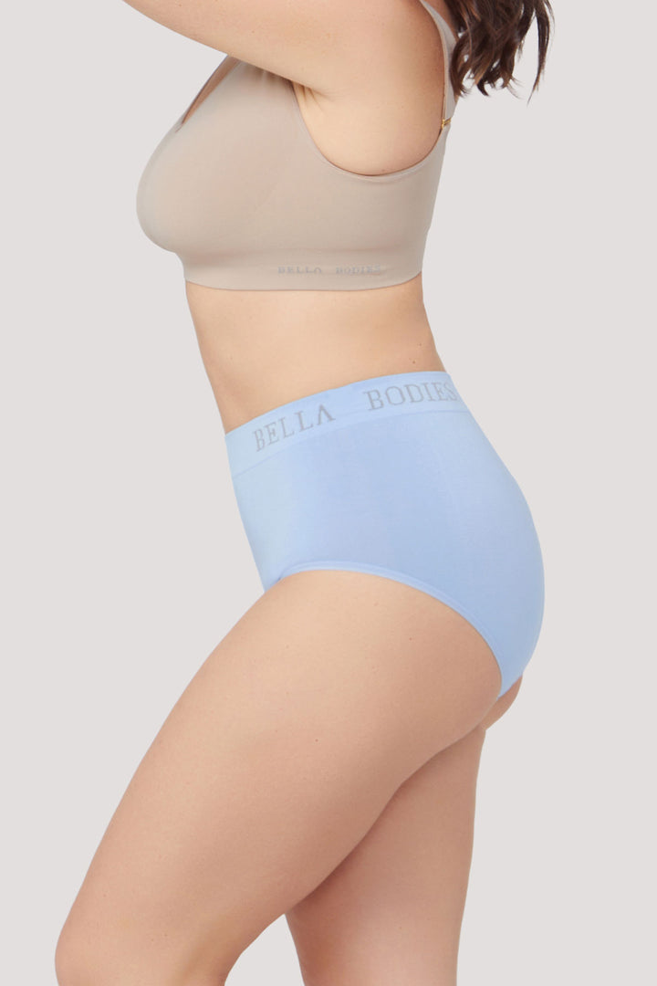 Women's Breathable Bamboo High Waist Underwear 2 pack | Bella Bodies Australia   | Sky Blue | Side