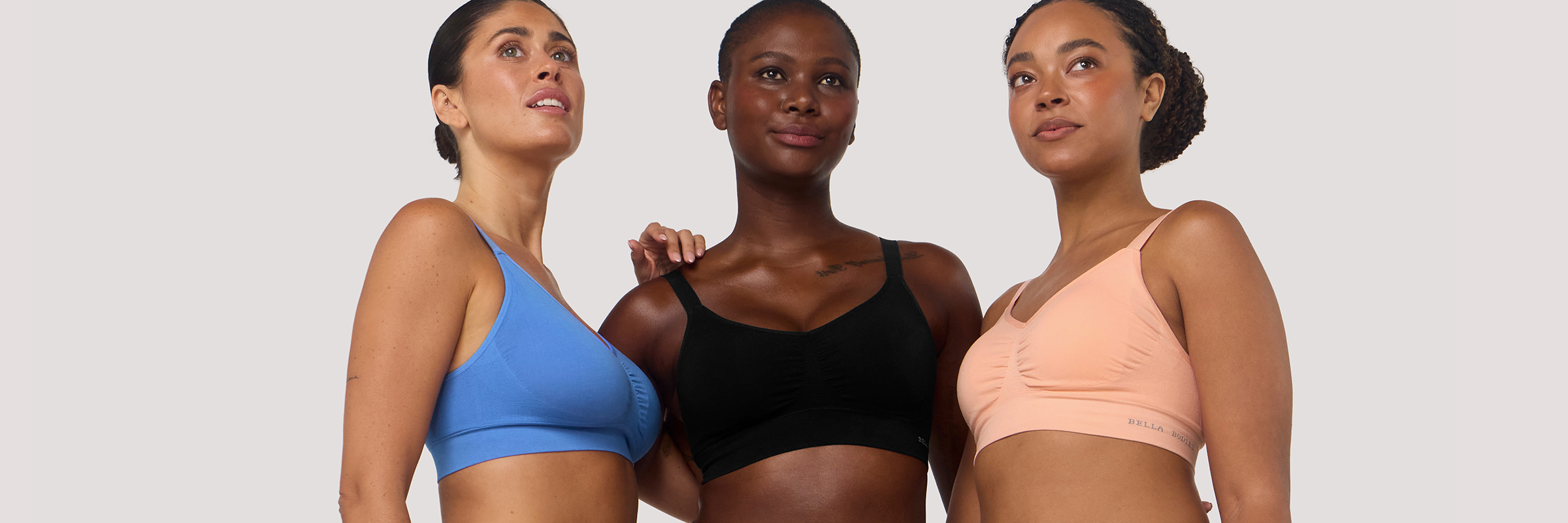 Ultimate Adjustable Crop Bra Cornflower Blue Peach Sand Black Bella Bodies Australia
