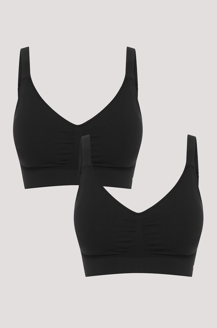Women's Easy Fit Adjustable Bra in quick dry travel fabric | Black and Black 2pk