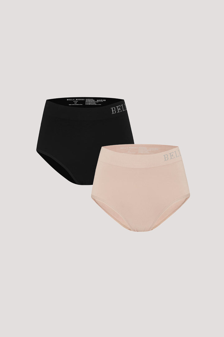 Women's Breathable Bamboo High Waist Underwear 2 pack | Bella Bodies Australia | Black and Sand