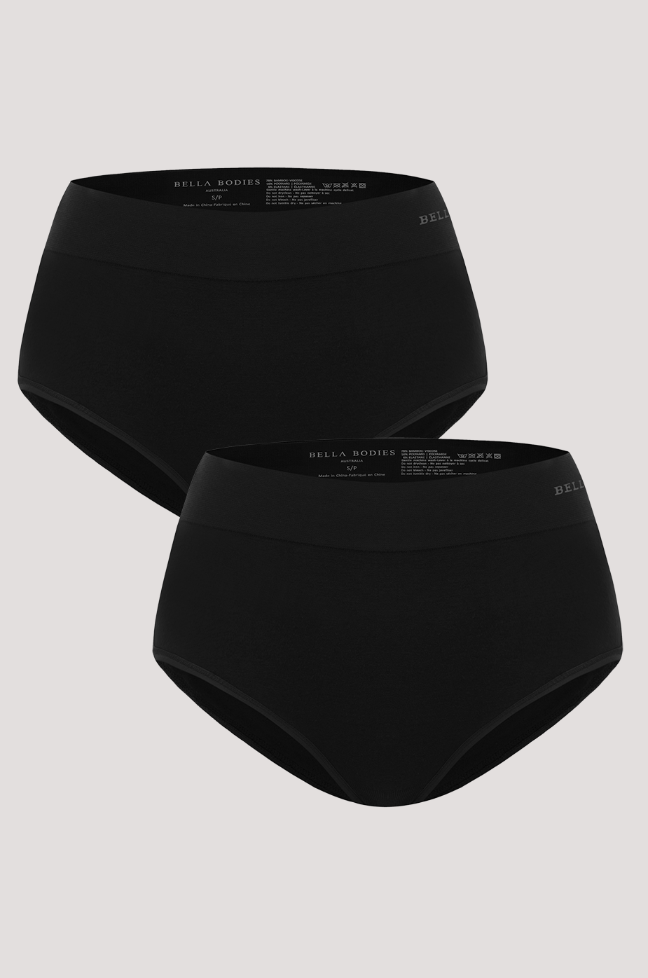 Bamboo Knicker | Bella Bodies Australia I black/black | Front
