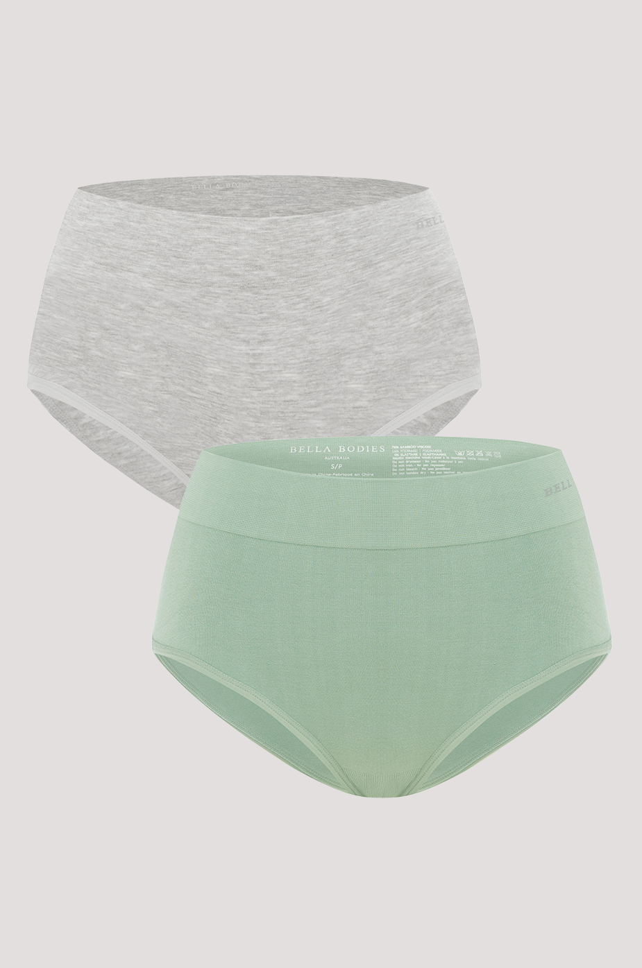 Bamboo Knicker | Bella Bodies Australia I grey/frosty green | Front