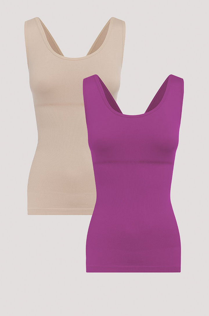 Women's comfortable Reversible Neckline, shaping and firming cami | Camyz Shapewear Smoothing Tank I Bella Bodies Australia I Sand and Viola