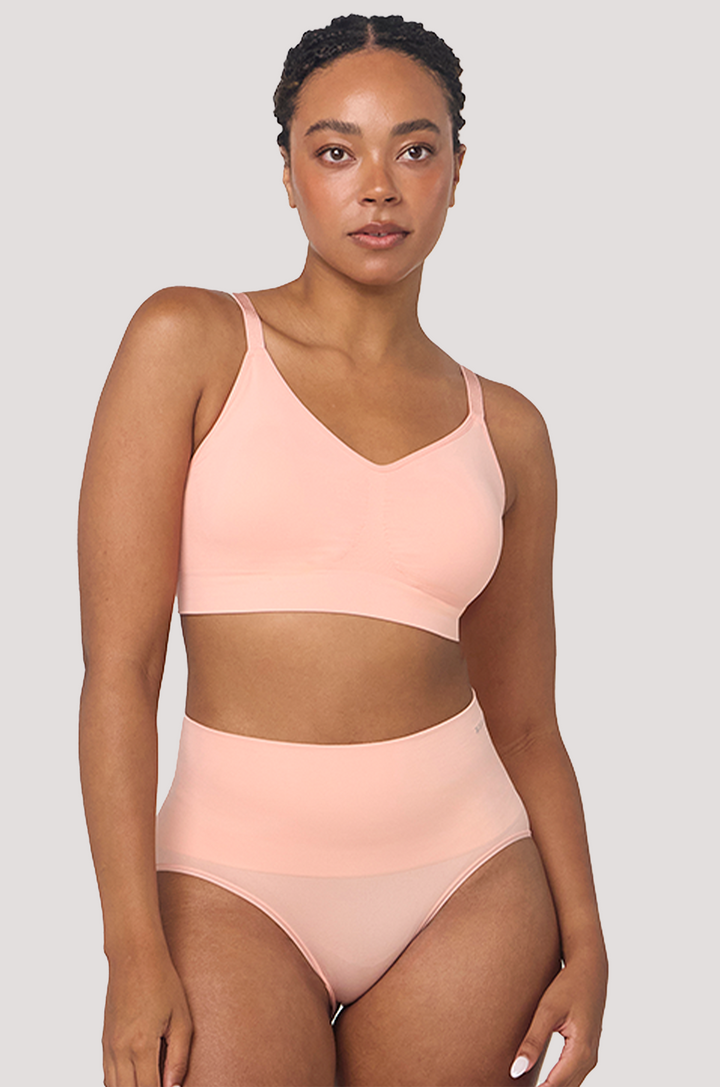 Women's Easy Fit Adjustable Bra in quick dry travel fabric | Peach | Front