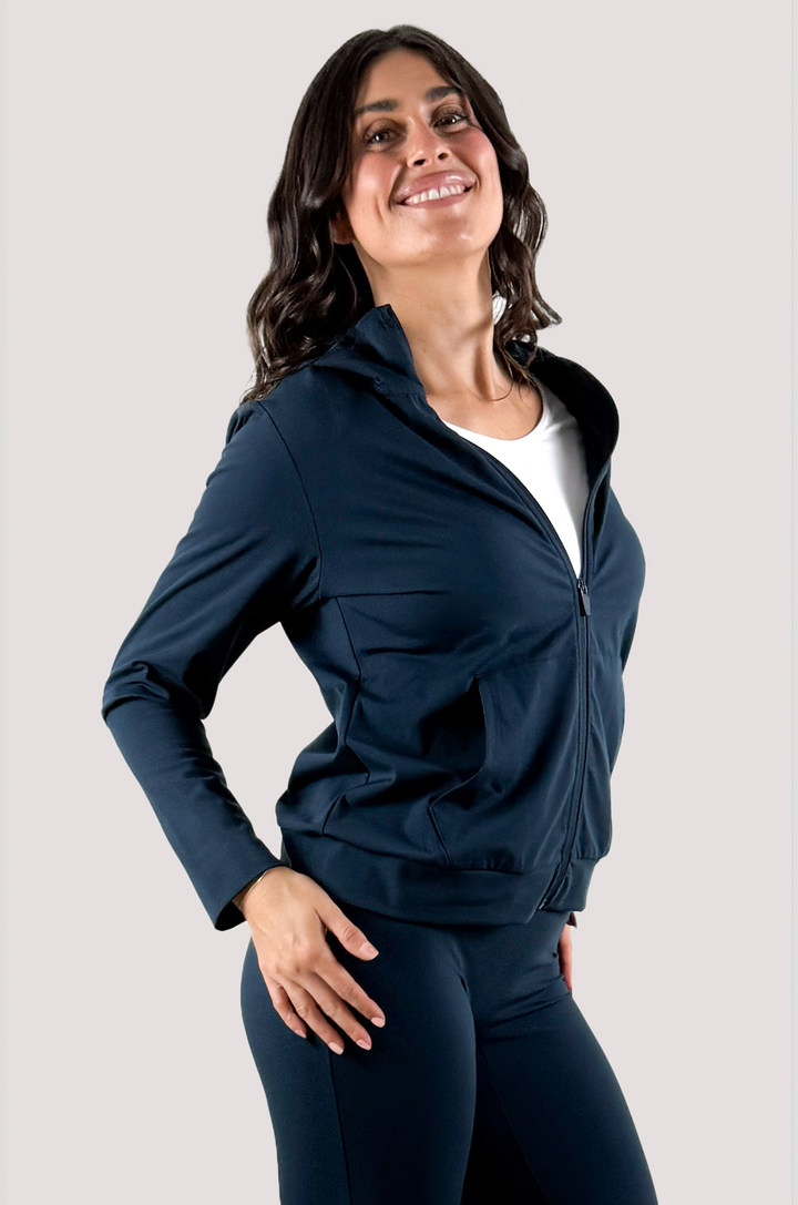 Active Lifestyle Essential High Waist Flared Pant Blue Steel Navy Front