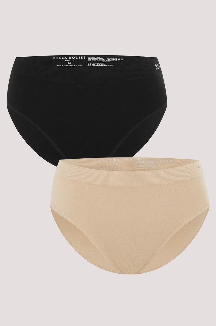 Bella Bodies Bamboo Bikini Brief BLACK+SAND_572 Front 2PK
