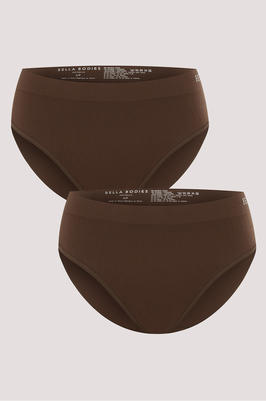 Bella Bodies Bamboo Bikini Brief ESPRESSO+ESPRESSO 572 Front 2PK