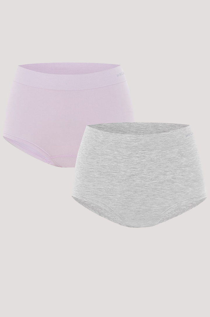Women's comfortable & breathable short I Bamboo Girl Short | Bella Bodies Australia I Grey marle, soft lilac | Front