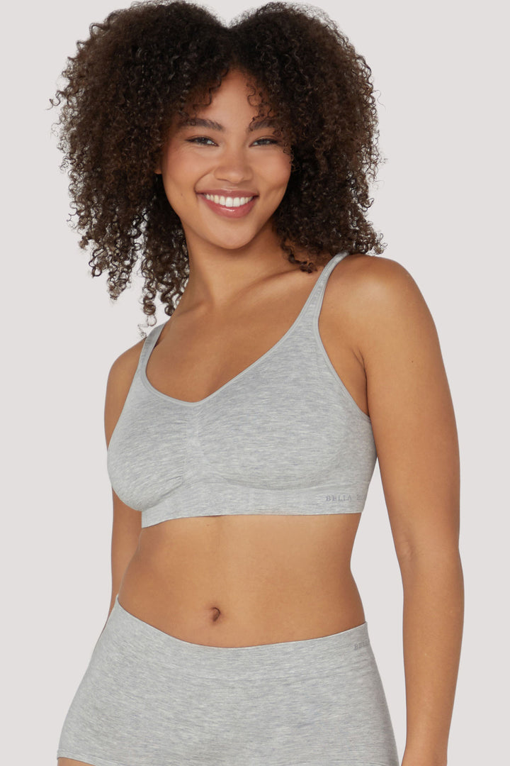 Bamboo Wirefree Bras 2 pack | Adjustable Back Support Bra | Bella Bodies Australia | Grey Marle | Front