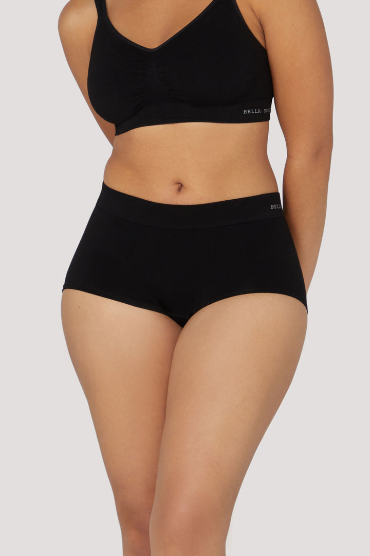 Bamboo Boyleg underwear 2 Pack | Bella Bodies Australia | Black | Front