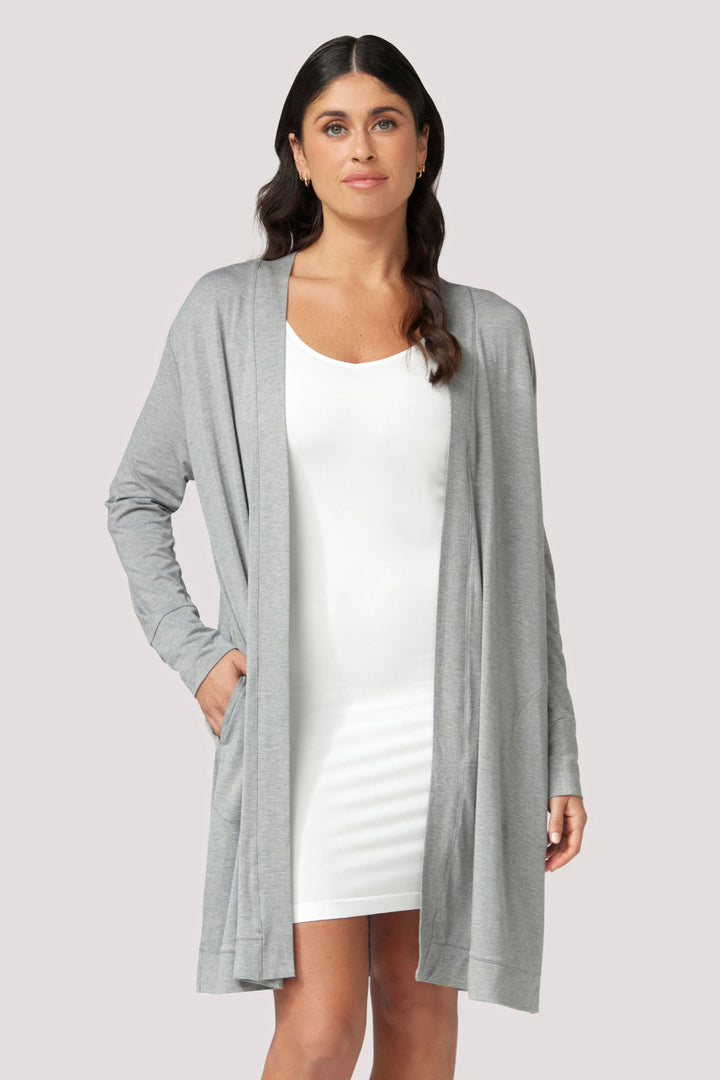 Bamboo Lounge Cardigan | Bella Bodies Australia | Grey Marle | Front