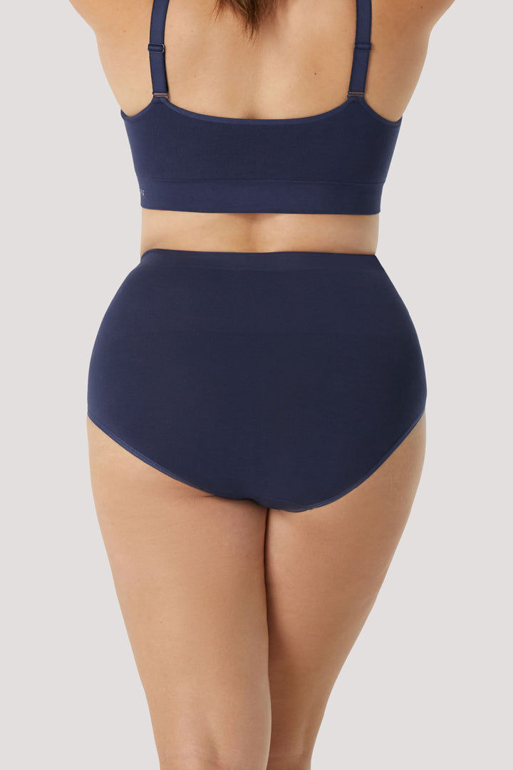 Women's breathable bamboo high waist control and firming underwear | Bella Bodies Australia | Midnight | Back