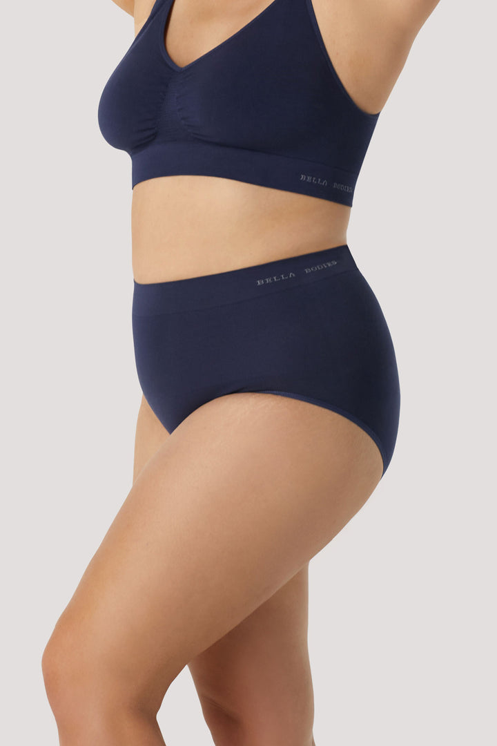 Women's breathable bamboo high waist control and firming underwear | Bella Bodies Australia | Midnight | Side