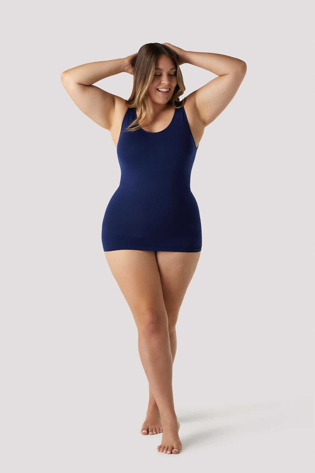 Women's comfortable Reversible Neckline, shaping and firming cami | Camyz Shapewear Smoothing Tank I Bella Bodies Australia I Navy 