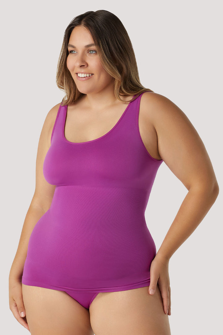 Women's comfortable Reversible Neckline, shaping and firming cami | Camyz Shapewear Smoothing Tank I Bella Bodies Australia I Viola | Front