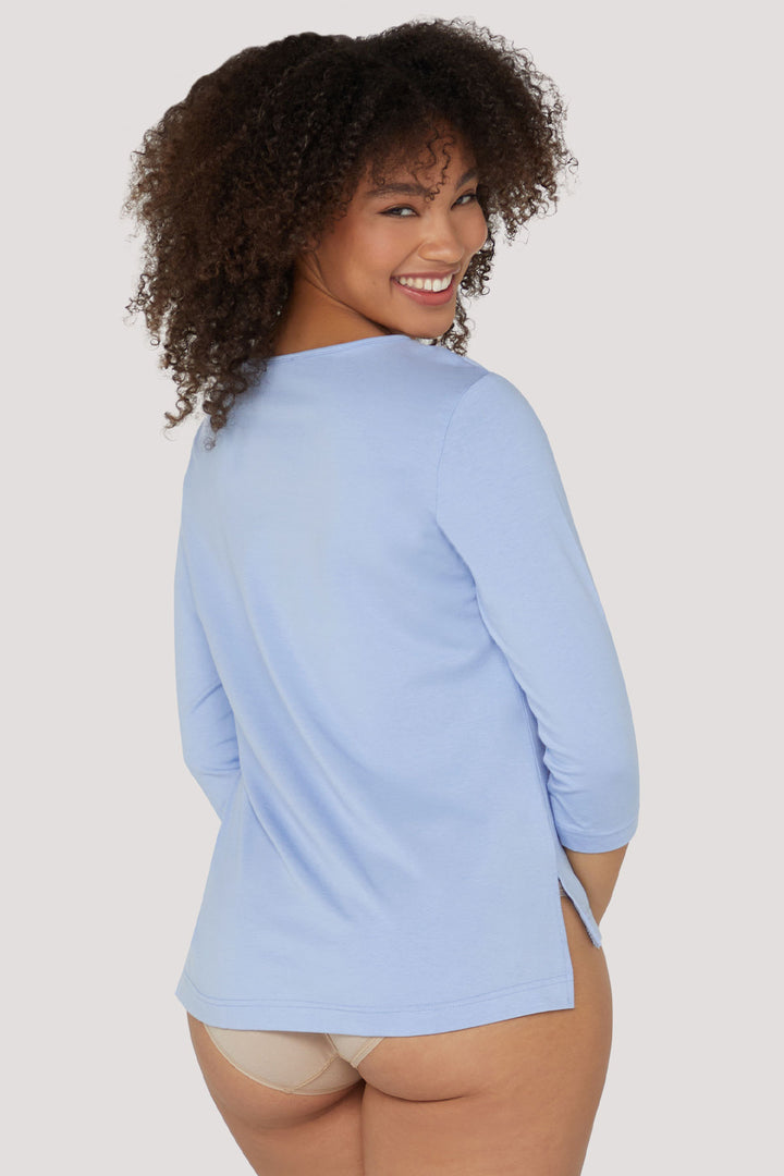 Eco-Friendly Exclusive Ecolux 3/4 Sleeve Top | Bella Bodies Australia | Sky Blue | Back