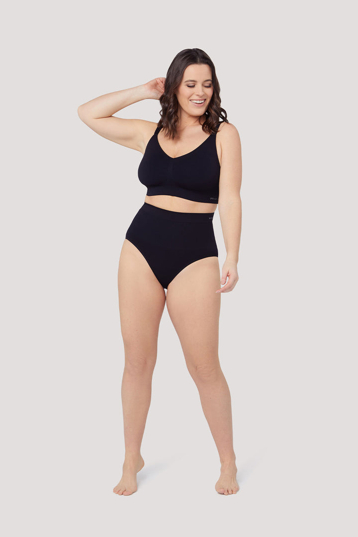 Wirefree Crop Bra and Matching Shapewear Underwear Set | 2 pack  | Bella Bodies Australia | Black