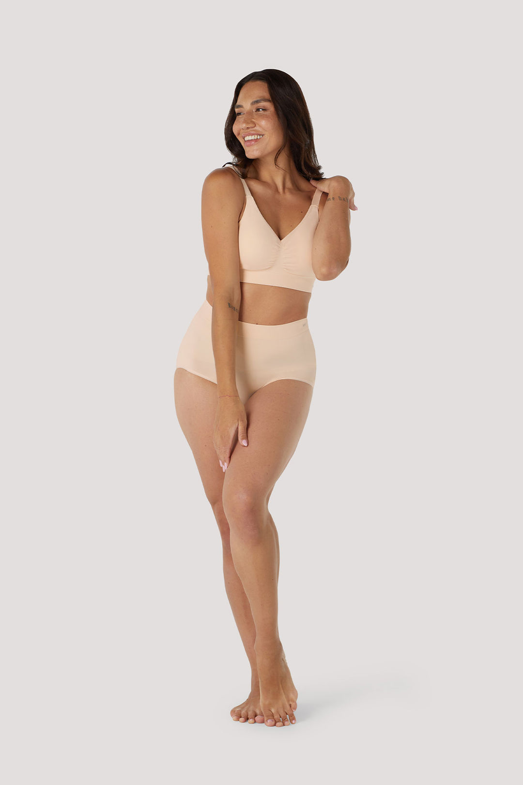 Wirefree Crop Bra and Matching Shapewear Underwear Set | 2 pack  | Bella Bodies Australia | Soft Peach