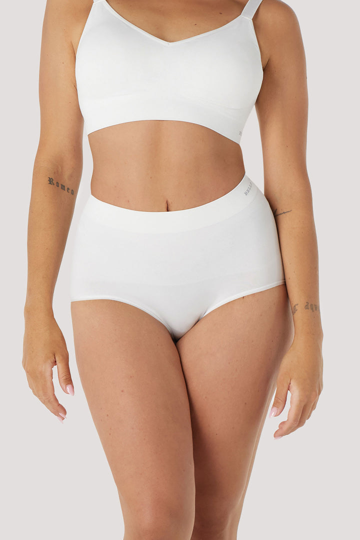 Women's slimming & firming high Waist underwear 2 Pack | Bella Bodies Australia | White | Front