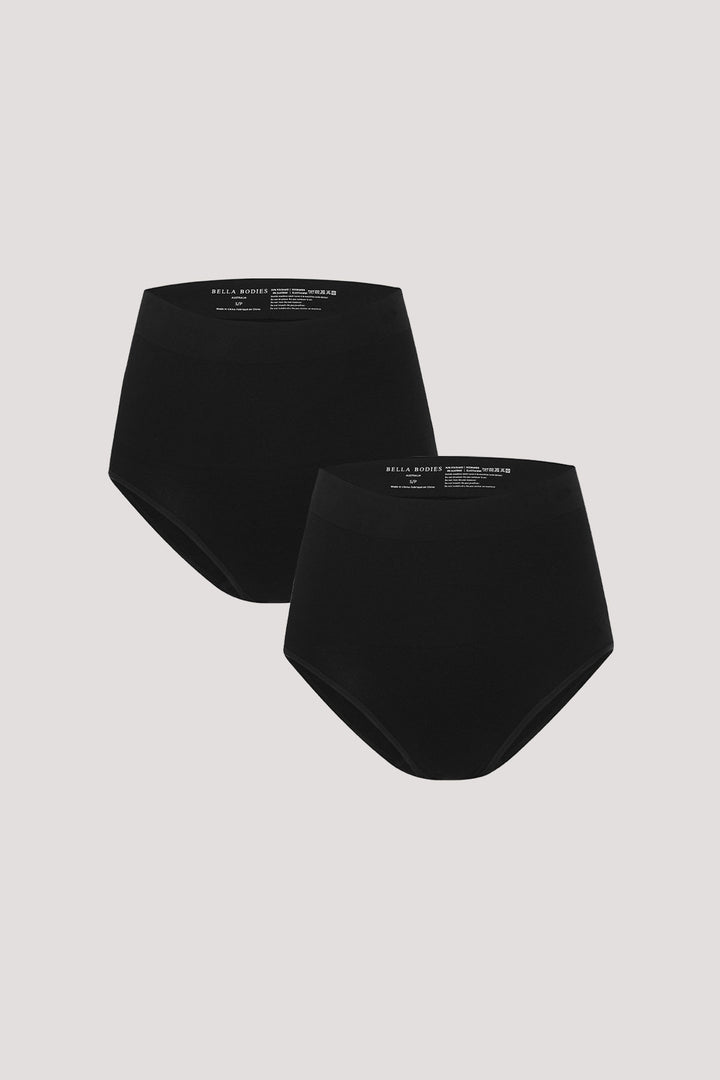 Women's slimming & firming high Waist underwear 2 Pack | Bella Bodies Australia | Black and Black