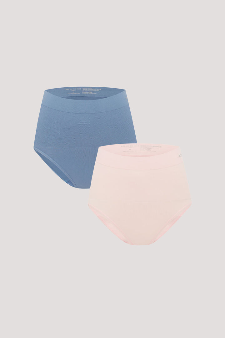 Women's slimming & firming high Waist underwear 2 Pack | Bella Bodies Australia | Pink Champagne & Blue Slate