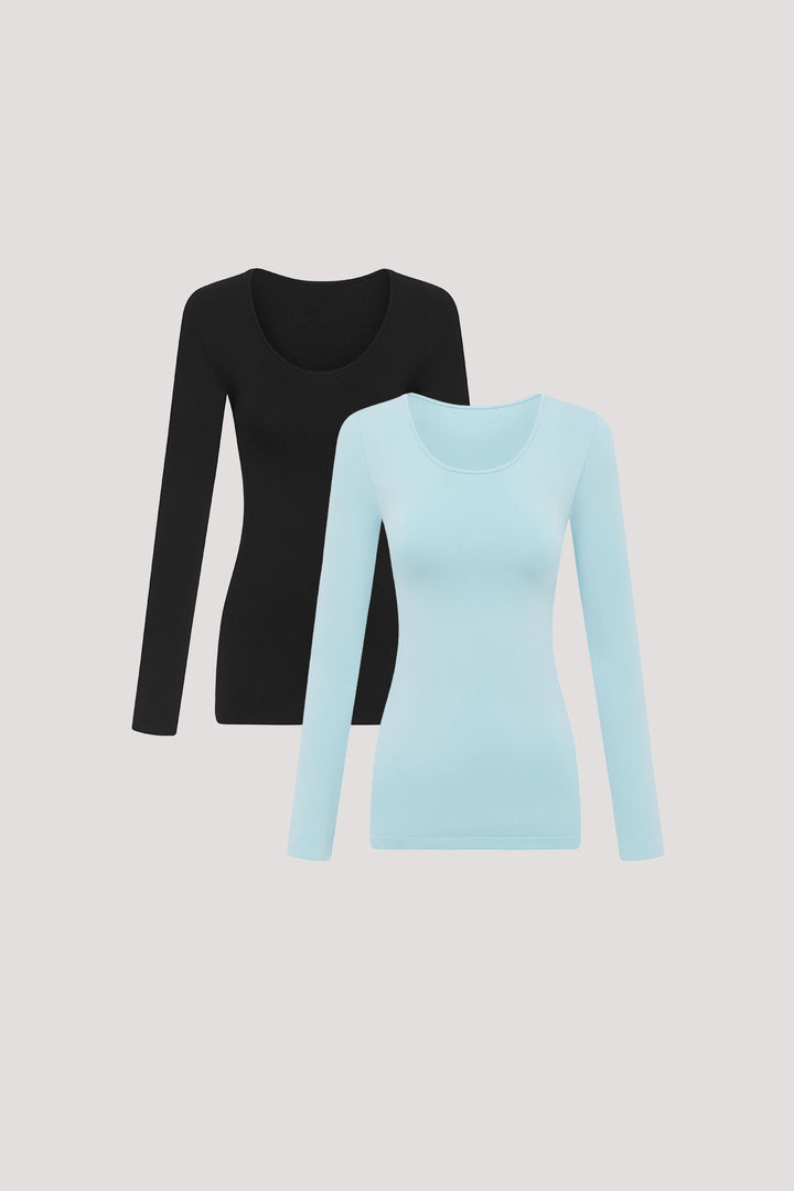 Womens breathable Modal Tencel Long Sleeve Top 2 pack | Bella Bodies Australia | Black and Marine
