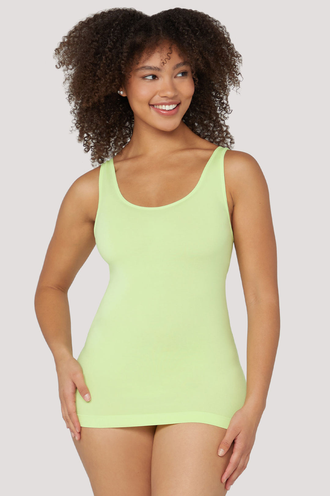 Women's eco-friendly breathable tank top 3 pack | Bella Bodies Australia | Soft Lime | Front