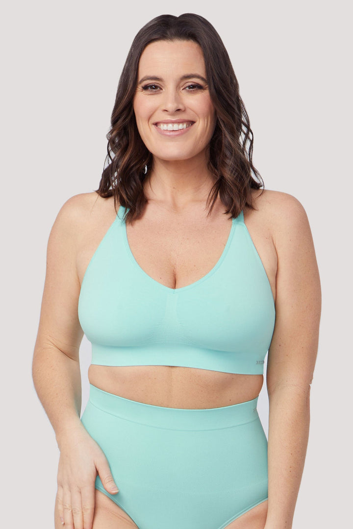 Wirefree Racerback Bra | Double pack | Bella Bodies Australia | Aqua | Front