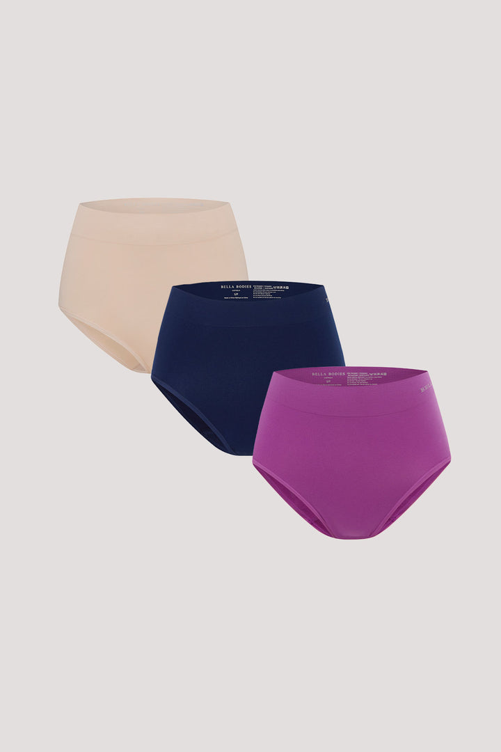 Women's High Waist Underwear 3 pack I Bella Bodies Australia | Navy, Sand and Viola