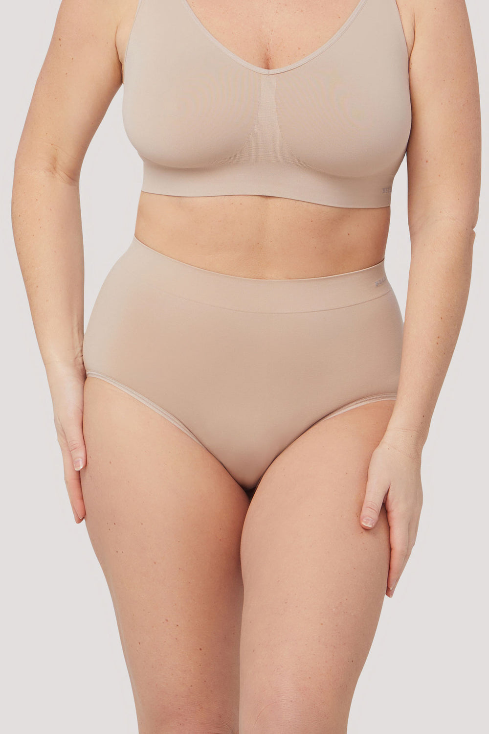 Women's High Waist, Full Coverage Underwear | 2 Pack | Bella Bodies Australia | Sand | Front