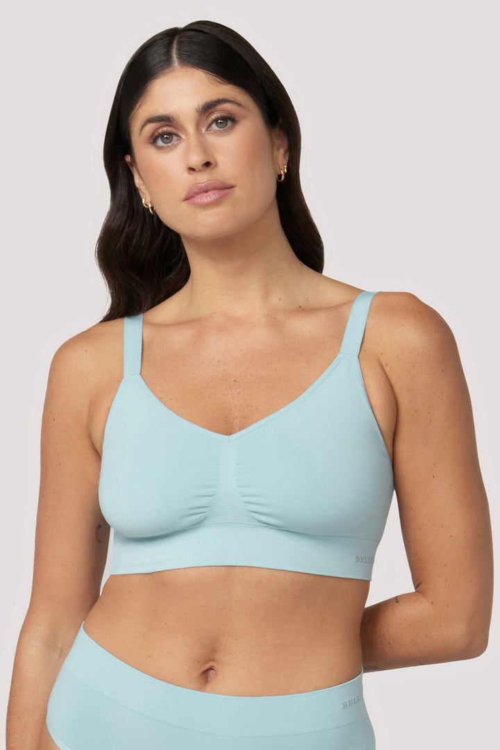 Bamboo Wireless Adjustable Crop Bra I Bella Bodies Australia I Marine | Front