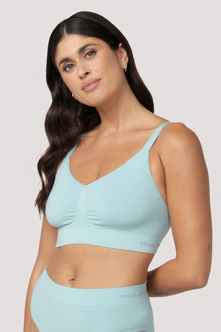 Bamboo Wireless Adjustable Crop Bra I Bella Bodies Australia I Marine | Side