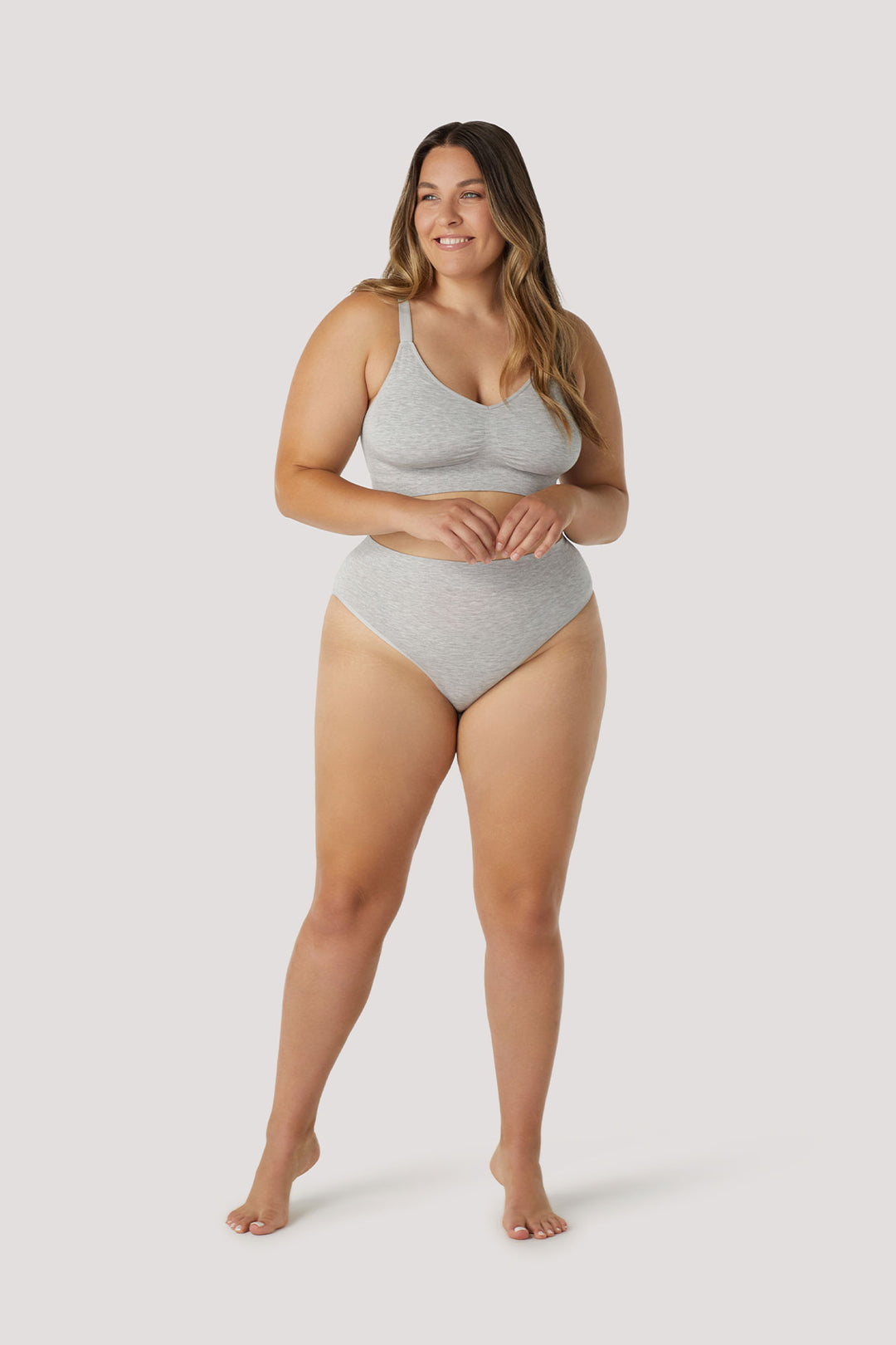 Bamboo Wirefree Adjustable Crop Bra and Matching Bamboo Underwear Set | Bella Bodies Australia | Grey Marle