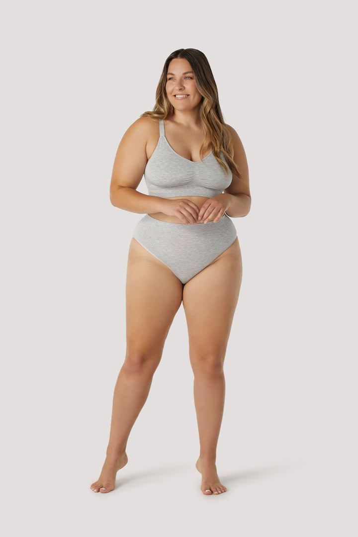 Bamboo Wirefree Adjustable Crop Bra and Matching Bamboo Underwear Set | Bella Bodies Australia | Grey Marle
