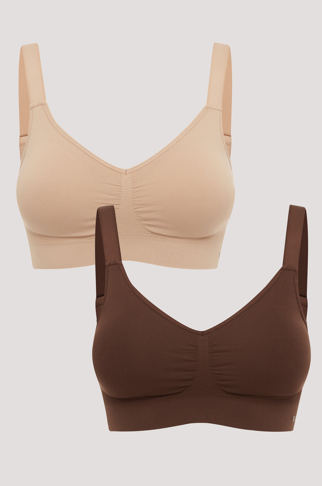Women's Wireless Stretch Bra 2 pack | Bella Bodies Australia | Espresso and Sorbet | Front 