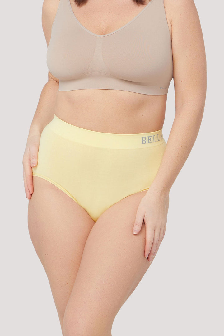 Women's Breathable Bamboo High Waist Underwear 2 pack | Bella Bodies Australia  | Lemon | Front