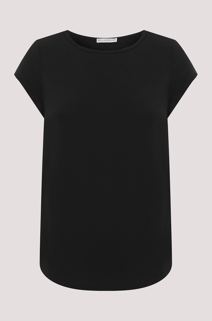 Bella Bodies BioLuxe CapSleeve Boatneck T-Shirt BLACK