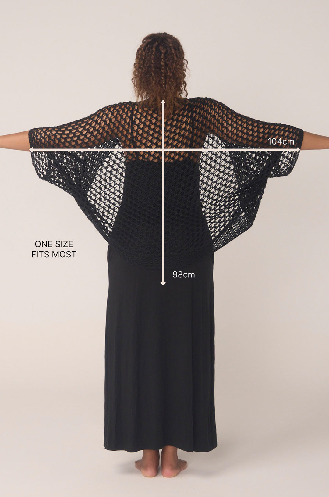 Hues Of The Sea BioLuxe™ Kimono Crochet Shrug, Black, Emerald, Wheat.