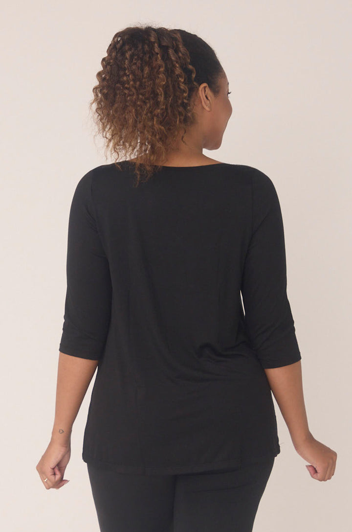 Hues Of The Sea BioLuxe™ Half Sleeve Flowy Swing T-Shirt Blouse, Black, Navy, Ocean, White