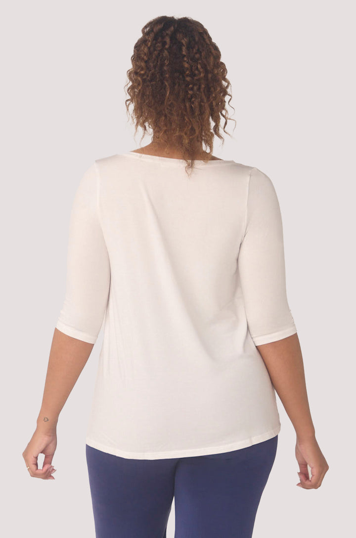 Hues Of The Sea BioLuxe™ Half Sleeve Flowy Swing T-Shirt Blouse, Black, Navy, Ocean, White