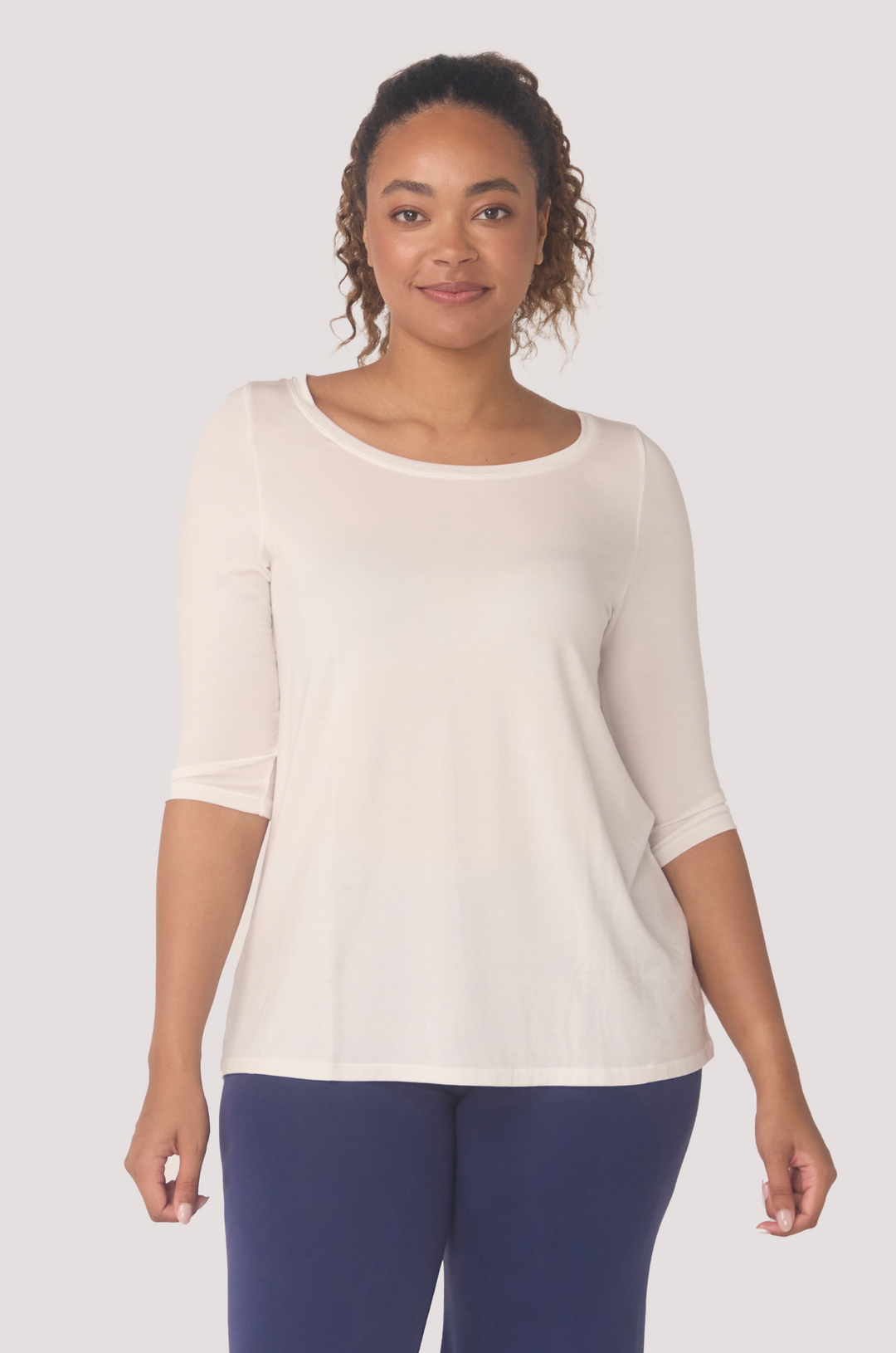 Hues Of The Sea BioLuxe™ Half Sleeve Flowy Swing T-Shirt Blouse, Black, Navy, Ocean, White
