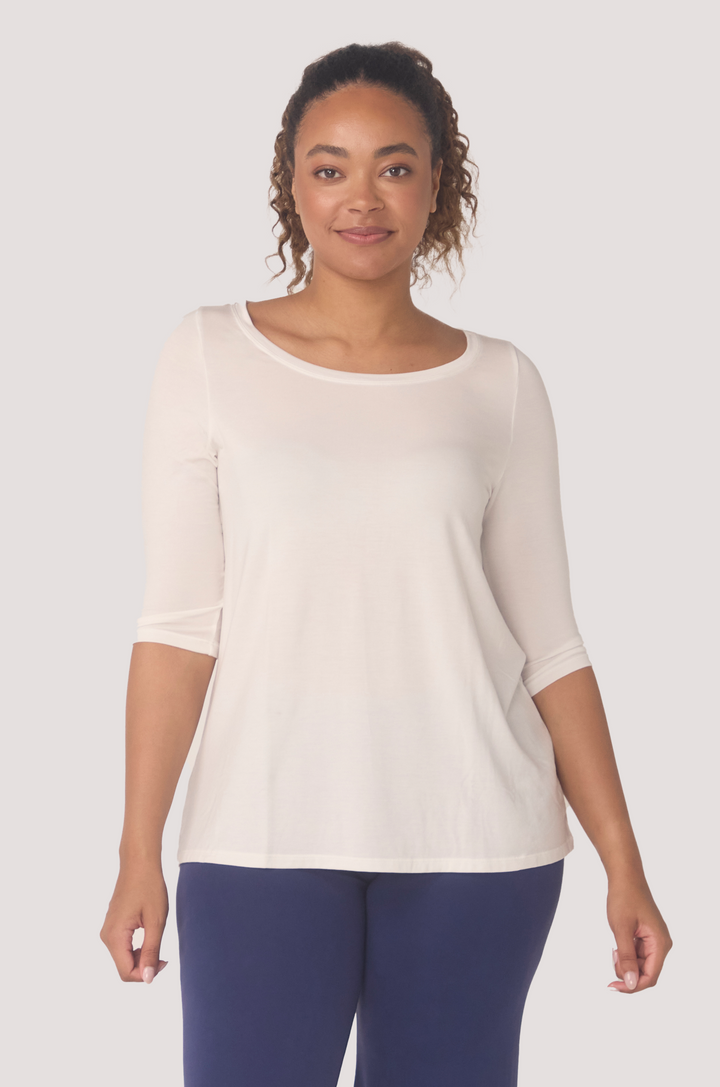 Hues Of The Sea BioLuxe™ Half Sleeve Flowy Swing T-Shirt Blouse, Black, Navy, Ocean, White