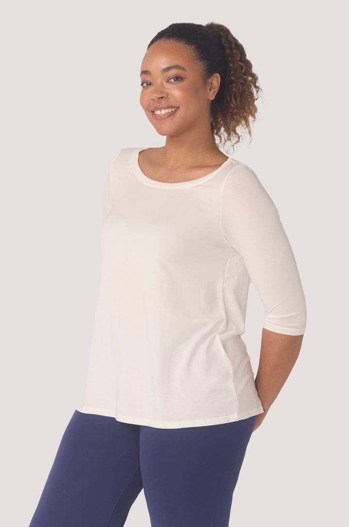 Hues Of The Sea BioLuxe™ Half Sleeve Flowy Swing T-Shirt Blouse, Black, Navy, Ocean, White