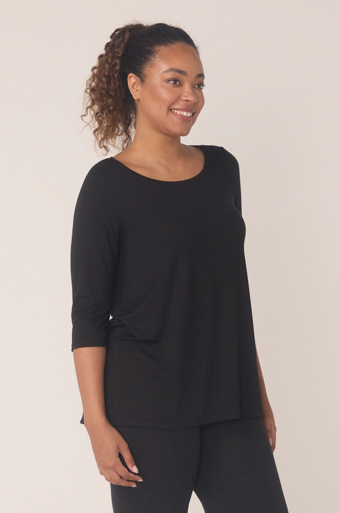 Hues Of The Sea BioLuxe™ Half Sleeve Flowy Swing T-Shirt Blouse, Black, Navy, Ocean, White