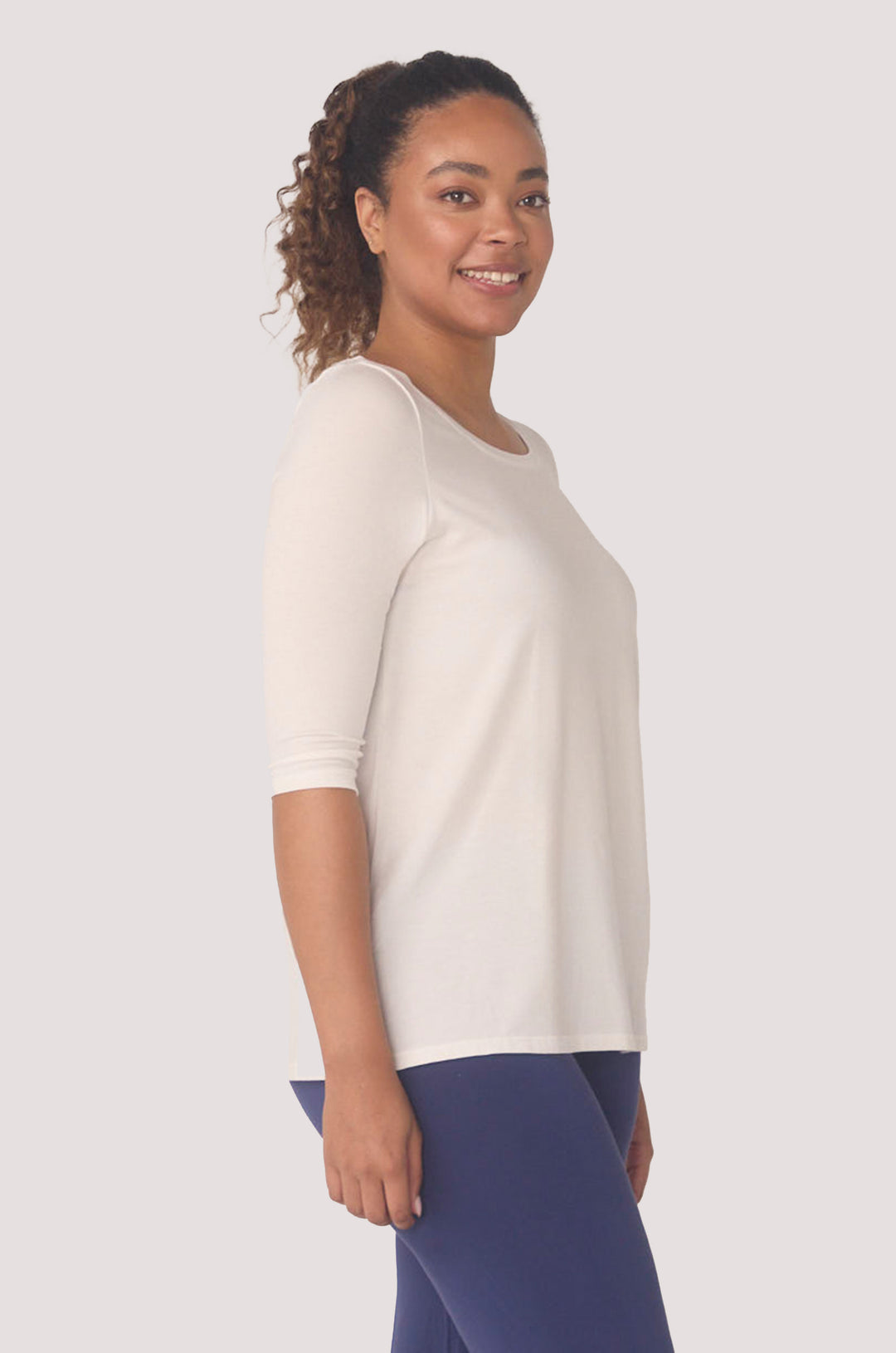 Hues Of The Sea BioLuxe™ Half Sleeve Flowy Swing T-Shirt Blouse, Black, Navy, Ocean, White